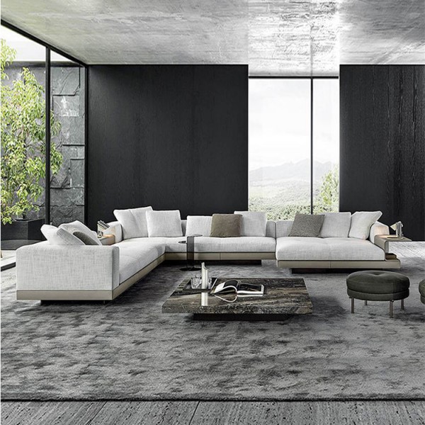 Modern Luxury Indoor Home Furniture Sectional Sofa Set L-Shaped Corner Fabric Sofa Bed Office Lounge Couch for Living Room