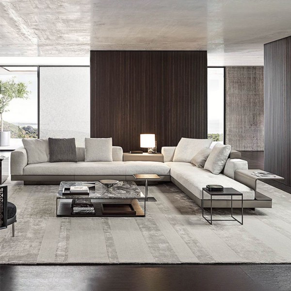 Modern Luxury Indoor Home Furniture Sectional Sofa Set L-Shaped Corner Fabric Sofa Bed Office Lounge Couch for Living Room