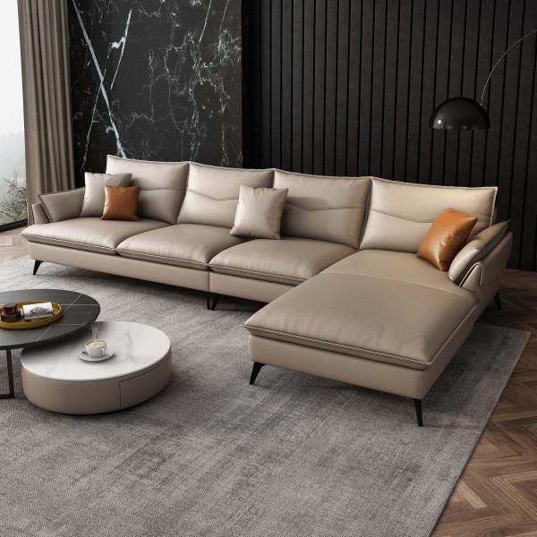 Wholesale l Shape Sofa Living Room Home Genuine Leather l Shaped Sectional Sofas l Shape Luxury Sofa