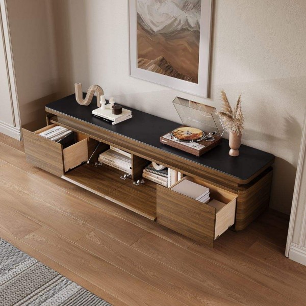 Mid-Century Modern TV Stand and Coffee Table Set 6-Level Adjustable Lighting Tv Stand Set Living Room Furniture Set