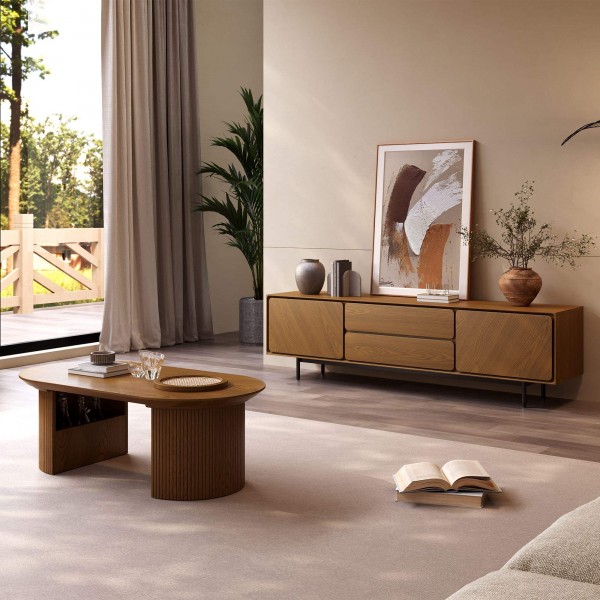 Modern TV Stand Walnut Living Room Sets Standing Rectangular Tv Console Oval Coffee Table Tv Stand Set for Living Room