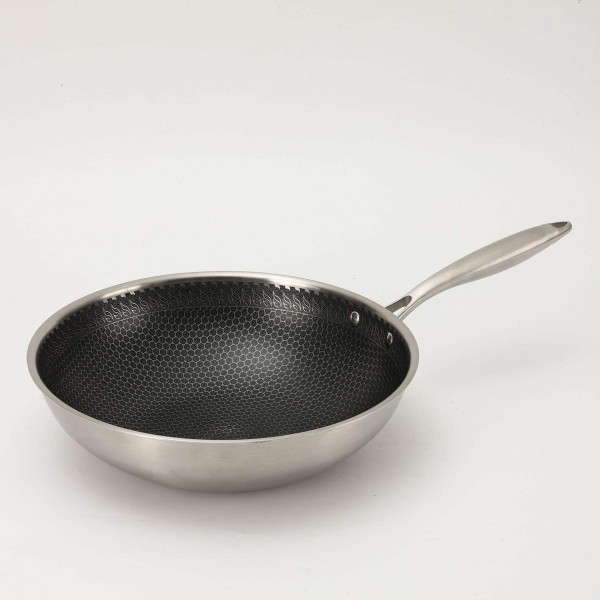 Hot Sale Bee Nest Wok Non-stick Pots and Pans Triply Stainless Steel Honeycomb Cookware Set Kitchen Cooking Pots