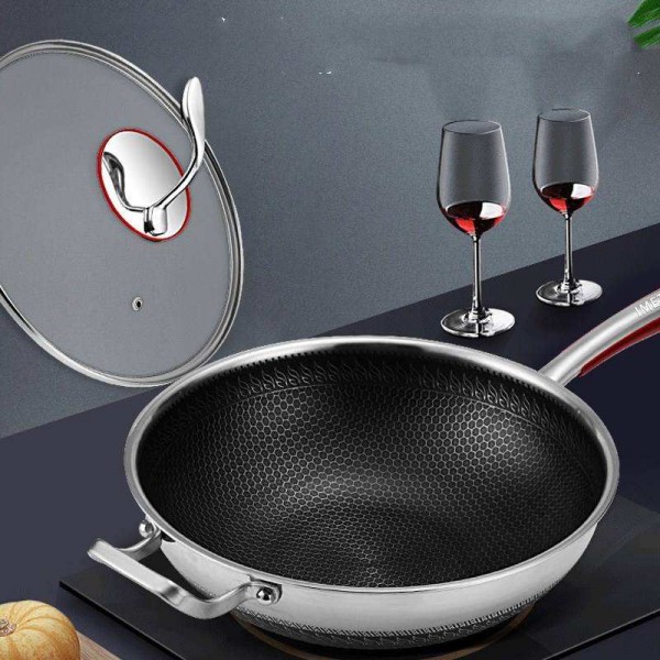 Premium Thick Bottom 316 Stainless Steel Double Sided Honeycomb Non Stick Frying Pan