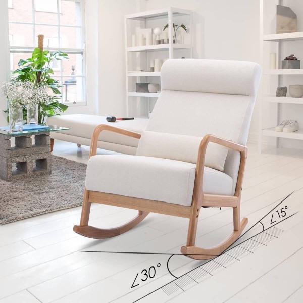 Latest Modern Lazy Velvet Reclining Lounge Leisure Rocking Living Room Wooden Chair