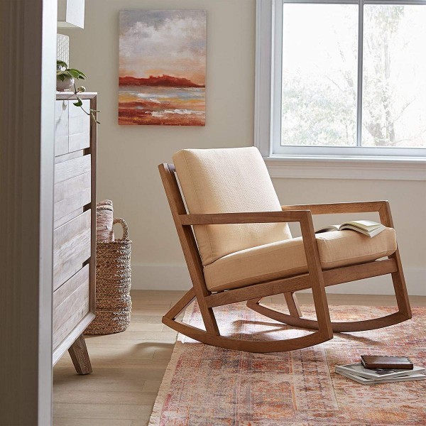 Latest Modern Lazy Wooden Velvet Lounge Leisure Rocking Reclining Living Room Chair