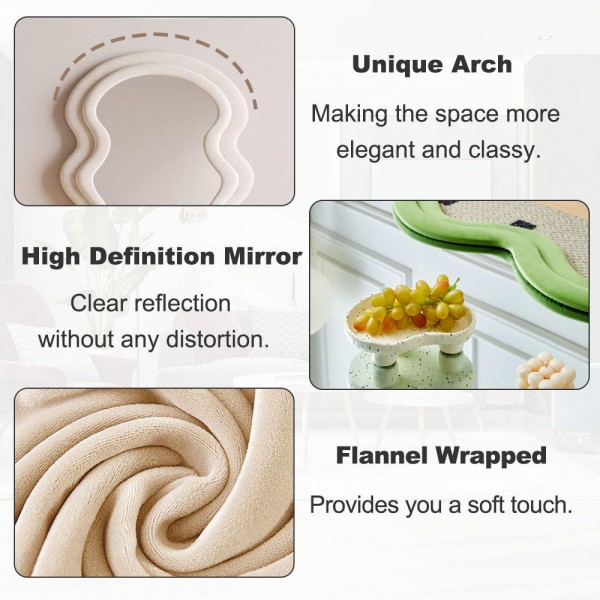 Long Bedroom Living Room Espejo Espelho Big Large Full Body Stand Floor Full Length Wall Long Irregular Shaped Wave Wavy Mirror