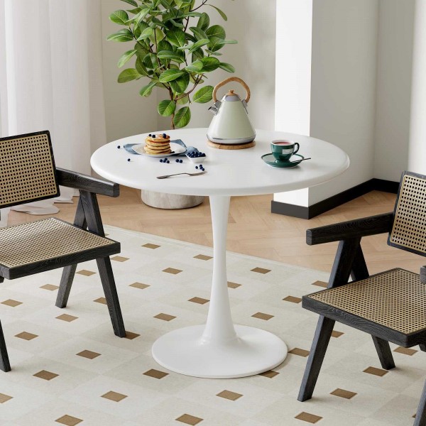 Dining Room Table Italian Nordic Luxury Modern Kitchen 4 Seater Mdf Gloss White Round Tulip Dining Tables