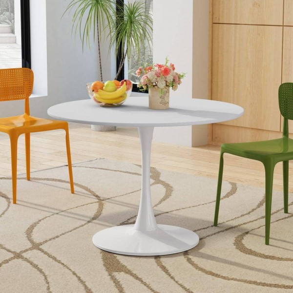 Dining Room Table Italian Nordic Luxury Modern Kitchen 4 Seater Mdf Gloss White Round Tulip Dining Tables