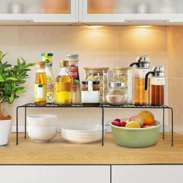 Multifunctional Wrought Iron Retractable Kitchen Storage Rack Seasoning & Food Storage Cabinets for Pots Bowls Chopsticks
