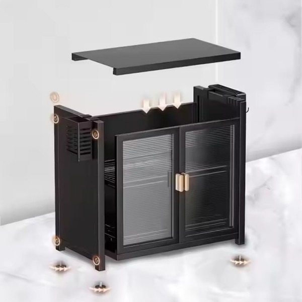Large Capacity Kitchen Storage Cabinet Multi-layer Bowls Dishes Storage Shelf Dustproof Durable Carbon Steel Cupboard with Doors