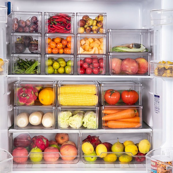 Fridge Organizer Refrigerator Organizer Home Kitchen Stackable Plastic Storage Vegetable Food Container Box