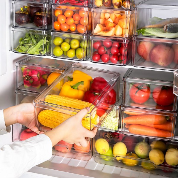 Fridge Organizer Refrigerator Organizer Home Kitchen Stackable Plastic Storage Vegetable Food Container Box