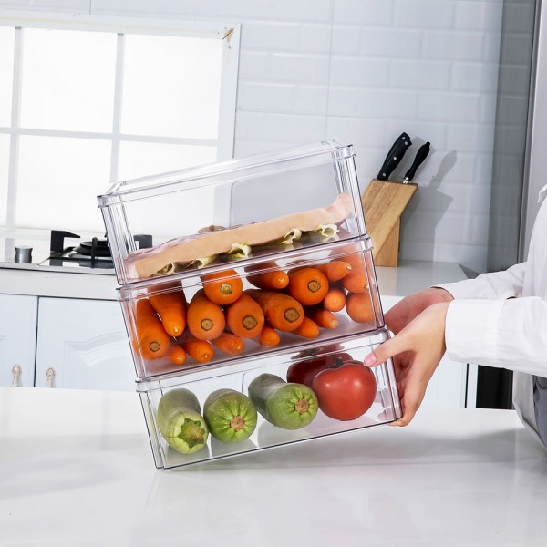 Fridge Organizer Refrigerator Organizer Home Kitchen Stackable Plastic Storage Vegetable Food Container Box