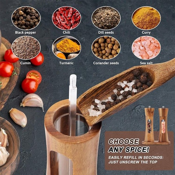 Adjustable Acrylic Transparent Window Manual Pepper Onion Garlic Grinder-Good Grip Salt and Black Pepper Mill Mini Mill