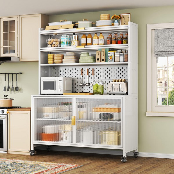 Contemporary Metal Sideboard Cabinet for Dining Room and Kitchen Smooth Gliding Drawers Modern Living Room Storage Solution