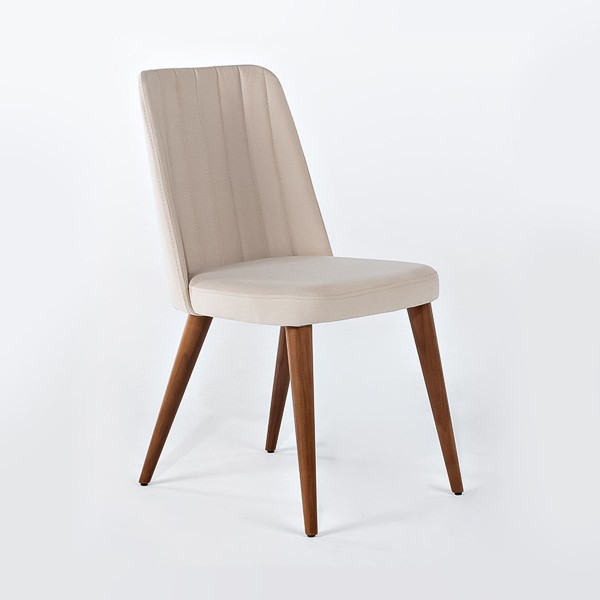 Complete Set of Dining Table and 6 Chair with Leather Fabric 100% Solid Wood Furniture Restaurant Hotel Kitchen Cafe Garden
