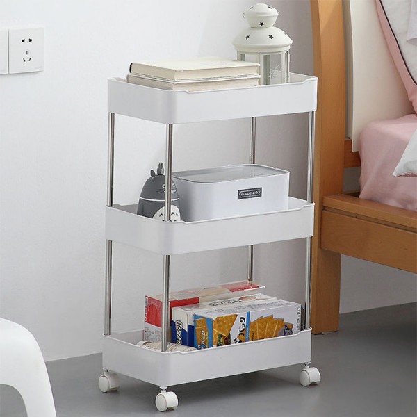 3 Tier Black Kitchen Cart Trolley Storage Rack Rolling Utility Storage Rack Cart on Wheels