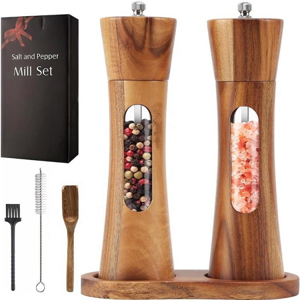 Adjustable Acrylic Transparent Window Manual Pepper Onion Garlic Grinder-Good Grip Salt and Black Pepper Mill Mini Mill