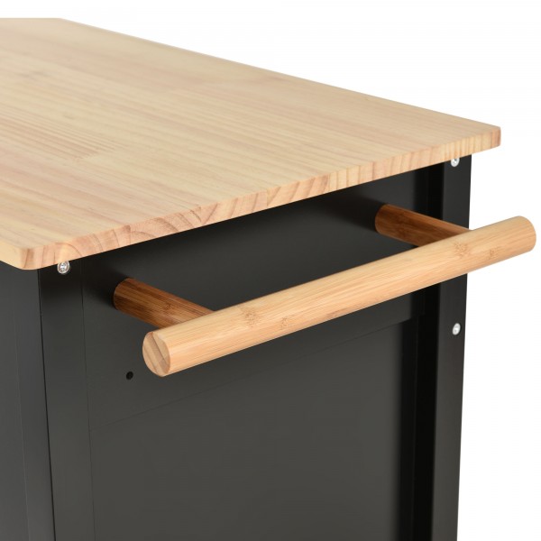 Rolling Mobile Kitchen Island with Storage and Towel Rack, Portable Island Table for Dining with 2 Drawers and 2 Cabinets