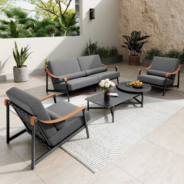 Modern Luxury Outdoor Sofa Set 5 Seat Oversize Garden Furniture Set Ergonomic Design Comfort Lounge Set Patio Furniture