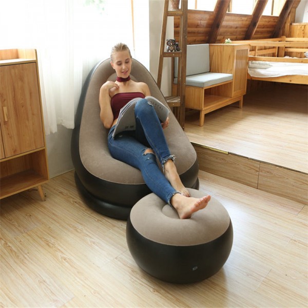 Foldable Single Inflated Air Sofa Set with Foot Rest Inflatable Chair Outdoor Inflatable Sofa for Movie Home Furniture