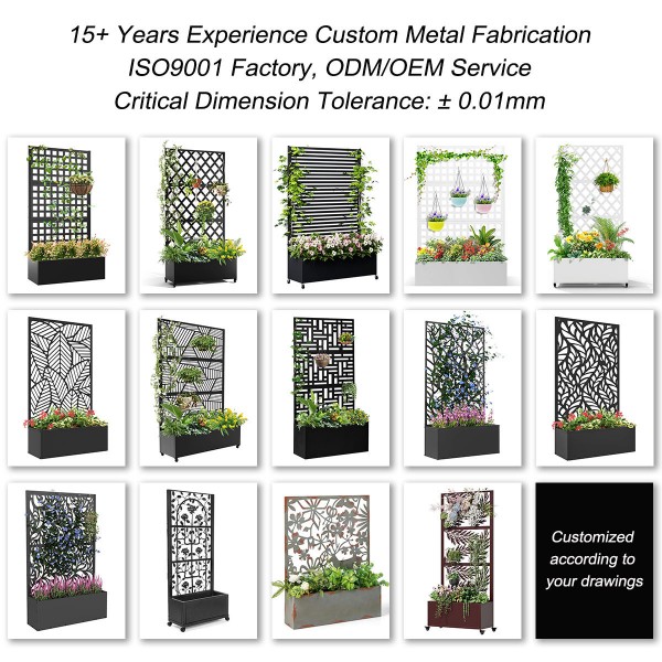 Hardware Custom Service Manufacturer Large Size Outdoor Screen Planter Flower Pot Privacy Lattice Screen Planters