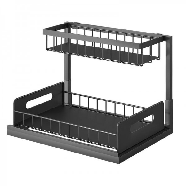 Metal Carbon Steel Kitchen Cabinet Storage Rack Pull-out Rack Drawer Under Sink Organizer with Removable Basket