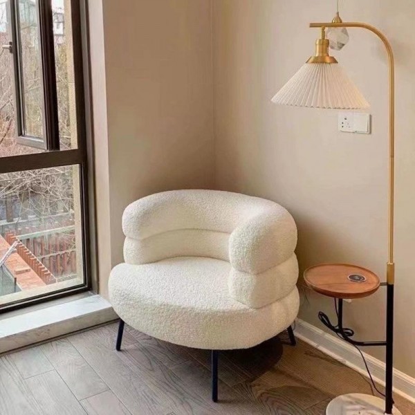 Modern Lambskin Single Sofa Nordic Simplicity Designer Light Luxury Living Room Furniture Apartment White Living Room Chairs