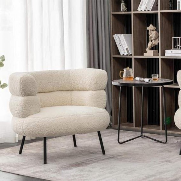 Modern Lambskin Single Sofa Nordic Simplicity Designer Light Luxury Living Room Furniture Apartment White Living Room Chairs