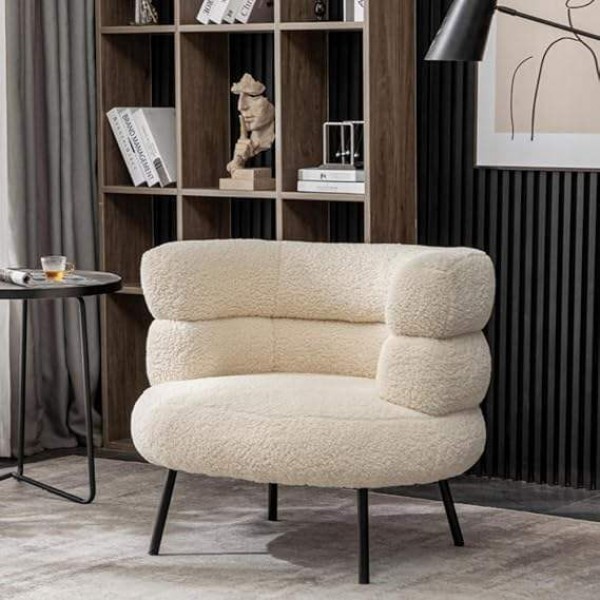 Modern Lambskin Single Sofa Nordic Simplicity Designer Light Luxury Living Room Furniture Apartment White Living Room Chairs
