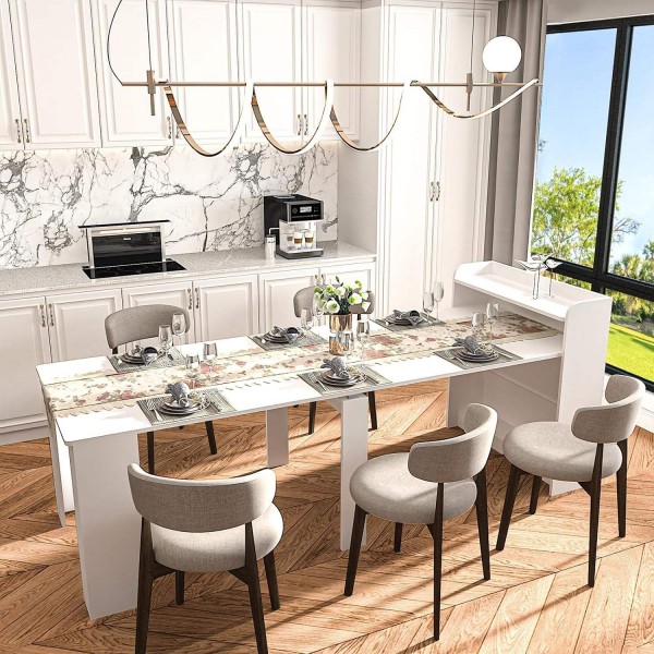 Extendable wooden dining table for home use in multiple sizes