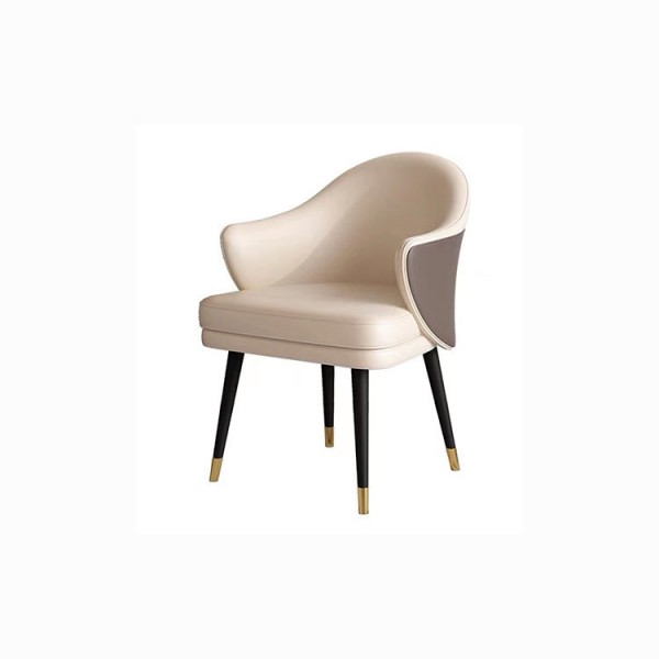 Modern Cotton Armchair Comfortable Dining Makeup Chair Leather Fabric Wooden Legs Dining Room Set Dining Chair