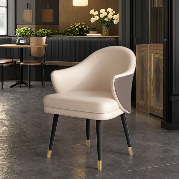 Modern Cotton Armchair Comfortable Dining Makeup Chair Leather Fabric Wooden Legs Dining Room Set Dining Chair