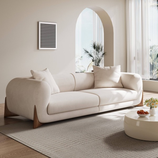 High Quality Sofa Set Luxury Couches Modern Fabric White Sofas with Solid Wood Leg for Home Living Room Furniture