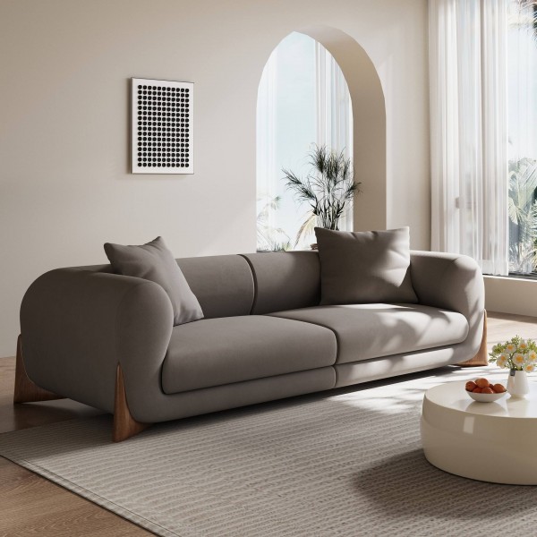 High Quality Sofa Set Luxury Couches Modern Fabric White Sofas with Solid Wood Leg for Home Living Room Furniture