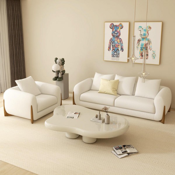 High Quality Sofa Set Luxury Couches Modern Fabric White Sofas with Solid Wood Leg for Home Living Room Furniture
