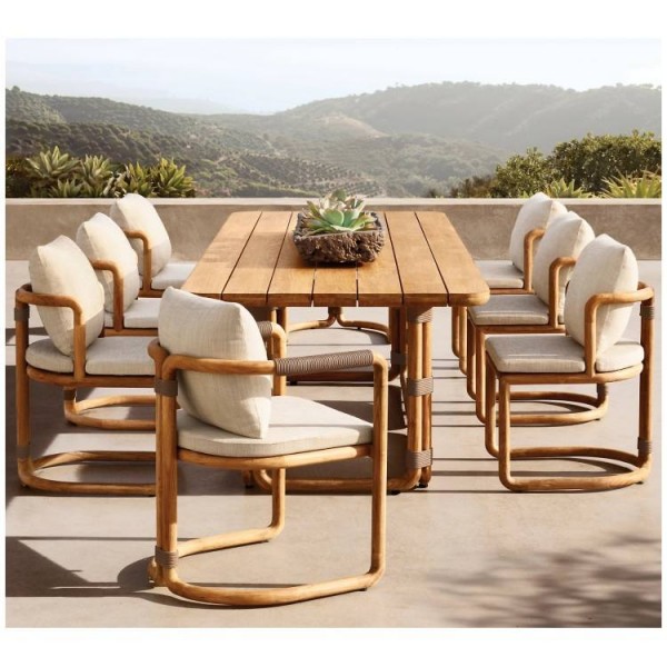 Outdoor Patio Outside Furniture Simple Tabletop Solid Teak Furniture Wooden Outdoor Dining Set