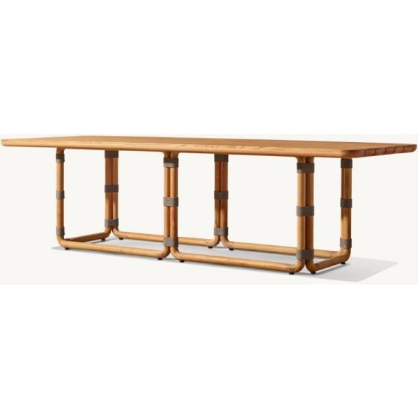Outdoor Patio Outside Furniture Simple Tabletop Solid Teak Furniture Wooden Outdoor Dining Set