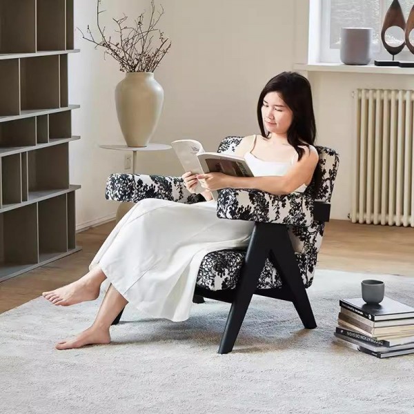 Modern Single Solid Wood Sofa Chair Durable Soft Furniture Antique Style for Home Apartment Villa for Living Room Bedroom