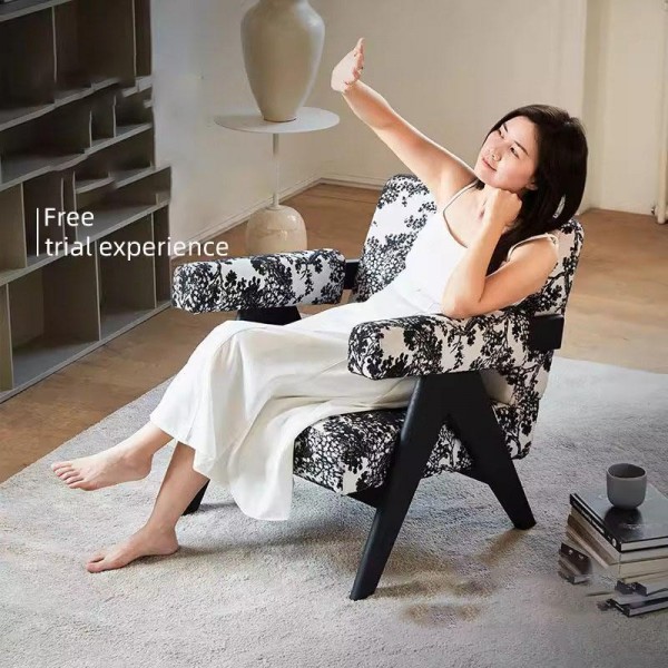 Modern Single Solid Wood Sofa Chair Durable Soft Furniture Antique Style for Home Apartment Villa for Living Room Bedroom