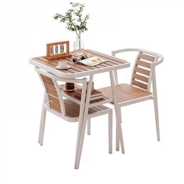 Small Apartment Tea Time Villa Garden Leisure Household Simple Square Outdoor Table Chair Combination for Dining Wood Material