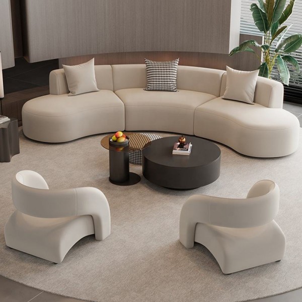 Customizable Nordic Light Luxury Fabric Canapé Living Room Furniture Modern Soft Sponge Modular Sectional Curved Sofa Set
