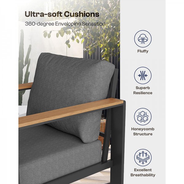 Modern Aluminum Waterproof Furniture Sofa Set Leisure Durable Garden 4 Piece Patio Conversation Sets