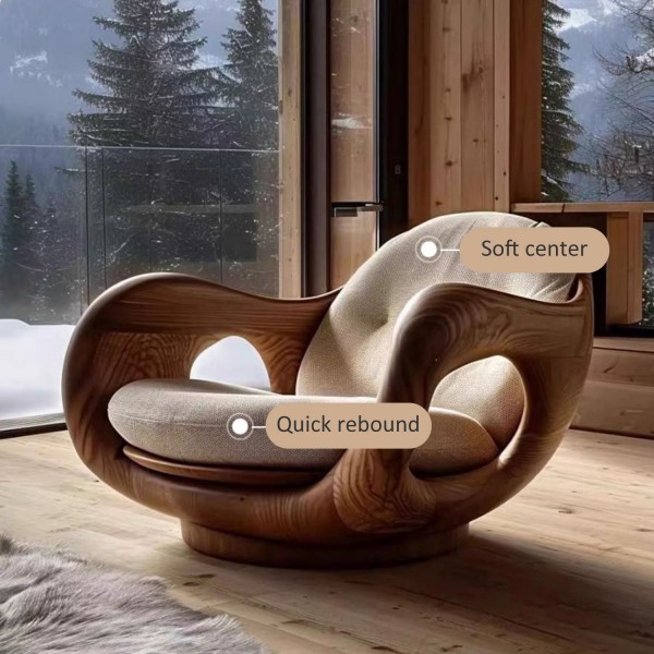 Sofa Chair Designer New Creative Single First Class Cabin Log Living Room Study Italian Style Relaxing Solid Wood Sofa