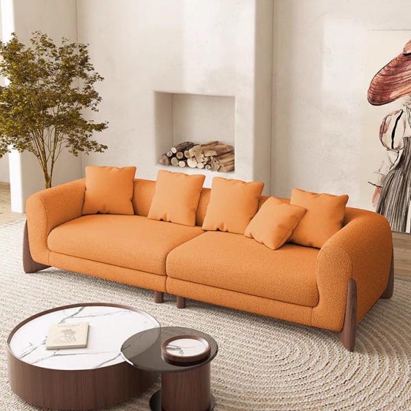 Modern White Fabric 1-2 -3 -4 Seats Sofa Couch Light Luxury Designer Hotel Living Room Furniture Teddy Velvet Straight Sofa Set