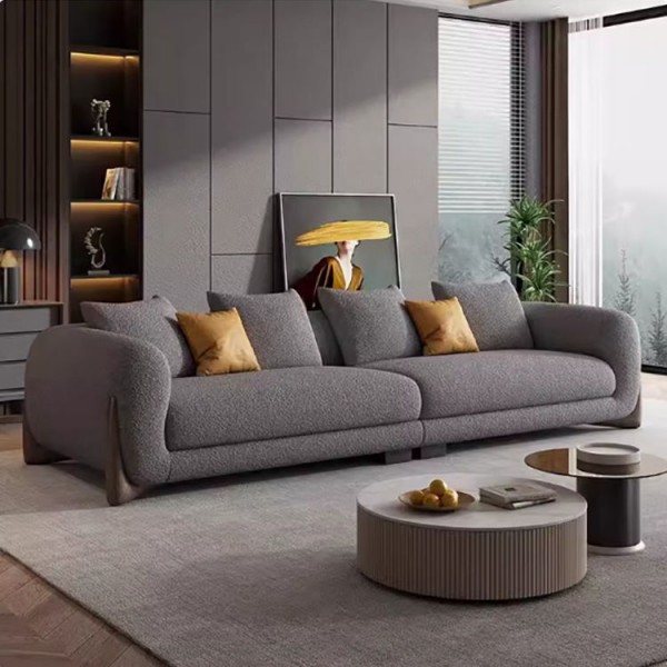 Modern White Fabric 1-2 -3 -4 Seats Sofa Couch Light Luxury Designer Hotel Living Room Furniture Teddy Velvet Straight Sofa Set