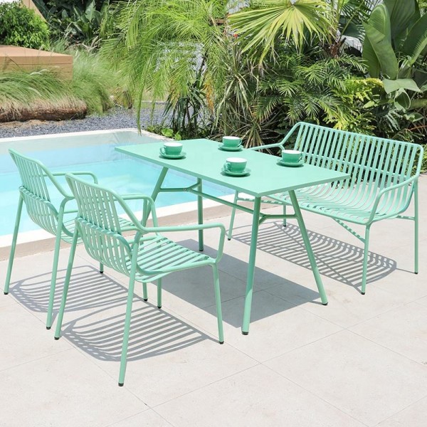 Hot Sale Modern Outdoor Garden Furniture Colorful Iron Table and Chair Set for Patio