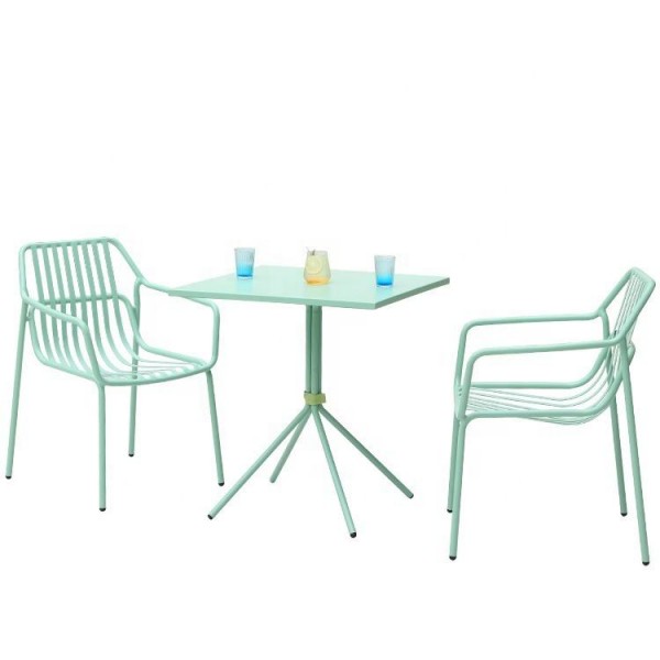 Hot Sale Modern Outdoor Garden Furniture Colorful Iron Table and Chair Set for Patio