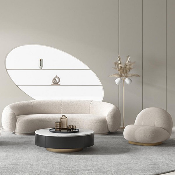 Modern 3+2+1 Luxurious Designer Curved Sofas Couches and Sectional Boucle Curved Sofa Home Furniture Soft Living Room Sofa