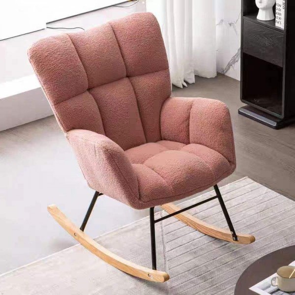 Nordic Balcony Lazy Casual Sofa Chair Swing Chair Safe Solid Wood Base Soft Rocking Chair